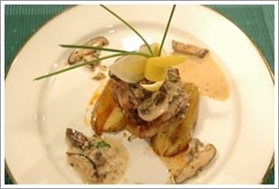 Ikan Grill dan Ragout Cendawan Bercoklat